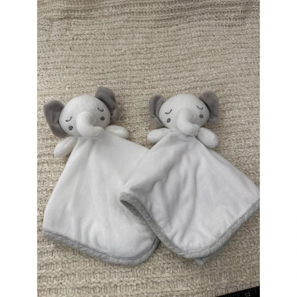 Ningbo Keyar Elephant Security Blanket Plush Lovey Stuffed Animal Lot White Grey